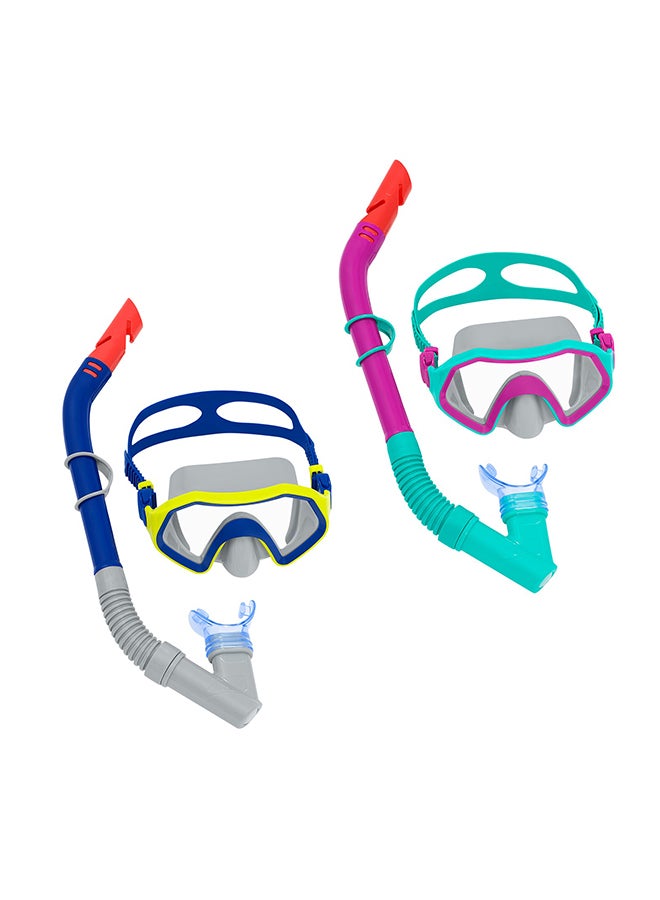 Bestway, Crusader Snorkel Mask Set for Kids Swimming Mask with Snorkel Tube Anti Fog Wide View Lens UV Protection Adjustable Strap Leak Proof Diving Set Assorted Colors 1 Mask 1 Snorkel - Image 1