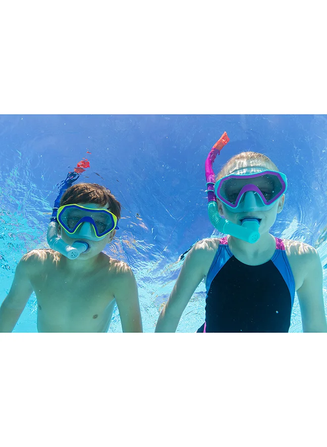 Bestway Bestway, Crusader Snorkel Mask Set for Kids Swimming Mask with Snorkel Tube Anti Fog Wide View Lens UV Protection Adjustable Strap Leak Proof Diving Set Assorted Colors 1 Mask 1 Snorkel