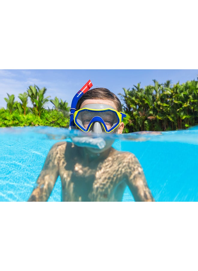 Bestway, Crusader Snorkel Mask Set for Kids Swimming Mask with Snorkel Tube Anti Fog Wide View Lens UV Protection Adjustable Strap Leak Proof Diving Set Assorted Colors 1 Mask 1 Snorkel - Image 3