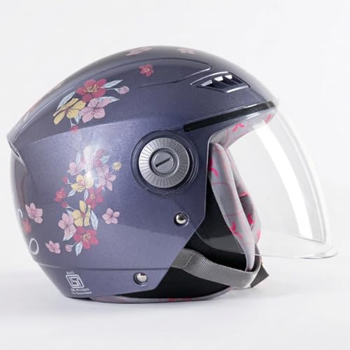 TVARRA Blossom Women’s Open Face Helmet with Printed Design, ISI Certified, Lightweight Material, Crafted for Women, Extreme Comfort fit with Clear Visor-(Lilac Blush,S) - Image 1