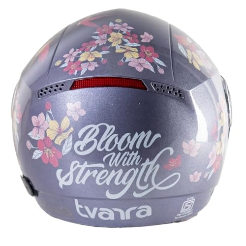 TVARRA Blossom Women’s Open Face Helmet with Printed Design, ISI Certified, Lightweight Material, Crafted for Women, Extreme Comfort fit with Clear Visor-(Lilac Blush,S) - Image 5