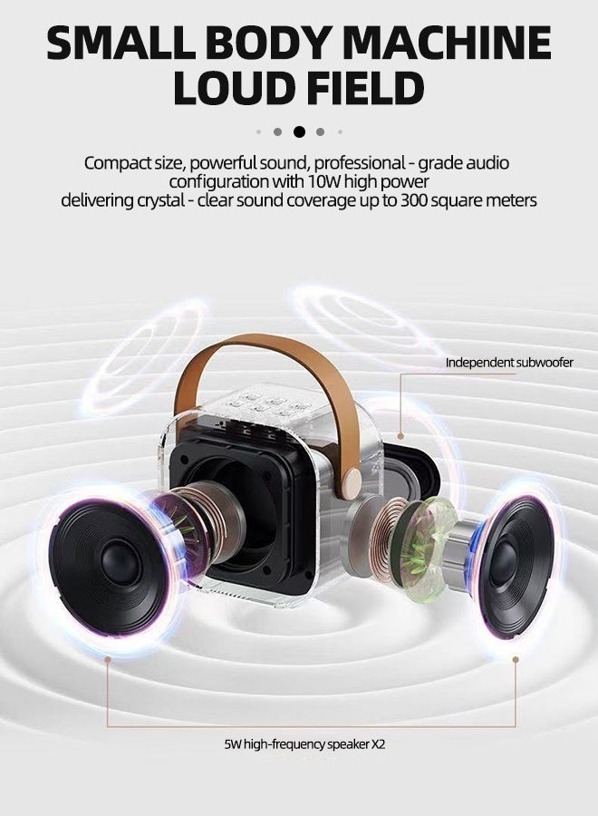 جهاز كاريوكي محمول بتقنية بلوتوث مع ميكروفون لاسلكي، وسماعة كاريوكي صغيرة بخمسة أوضاع إضاءة RGB، ومُغير صوت، وتقنية بلوتوث 5.3، مناسب للأطفال والكبار، للحفلات المنزلية، والسفر، والتوصيل بالتلفزيون. - Image 2