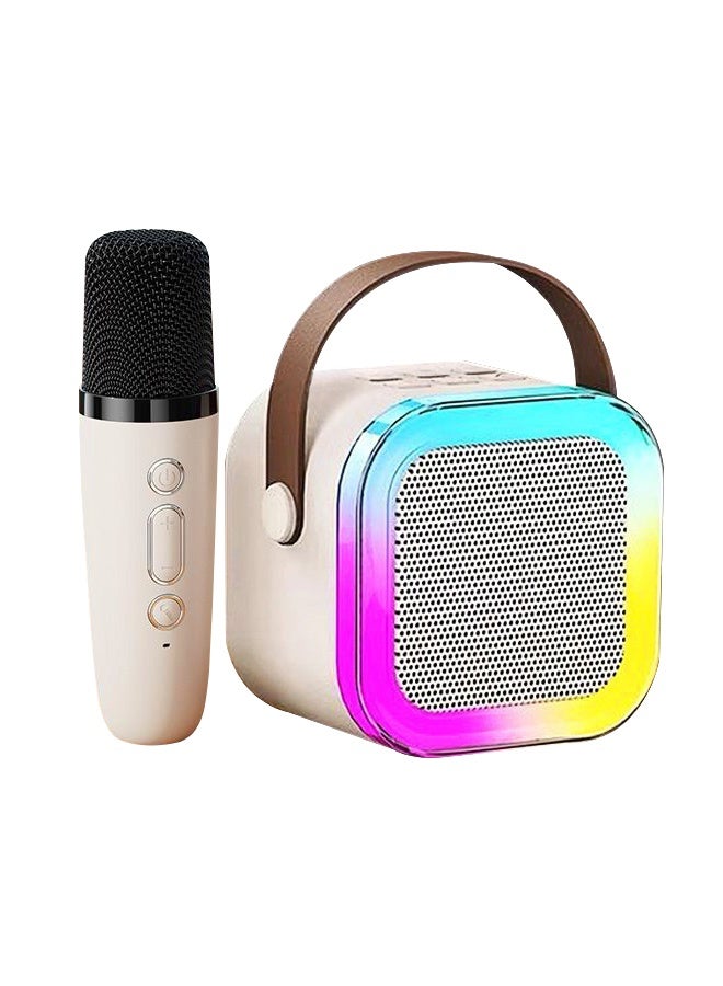 جهاز كاريوكي محمول بتقنية بلوتوث مع ميكروفون لاسلكي، وسماعة كاريوكي صغيرة بخمسة أوضاع إضاءة RGB، ومُغير صوت، وتقنية بلوتوث 5.3، مناسب للأطفال والكبار، للحفلات المنزلية، والسفر، والتوصيل بالتلفزيون. - Image 1