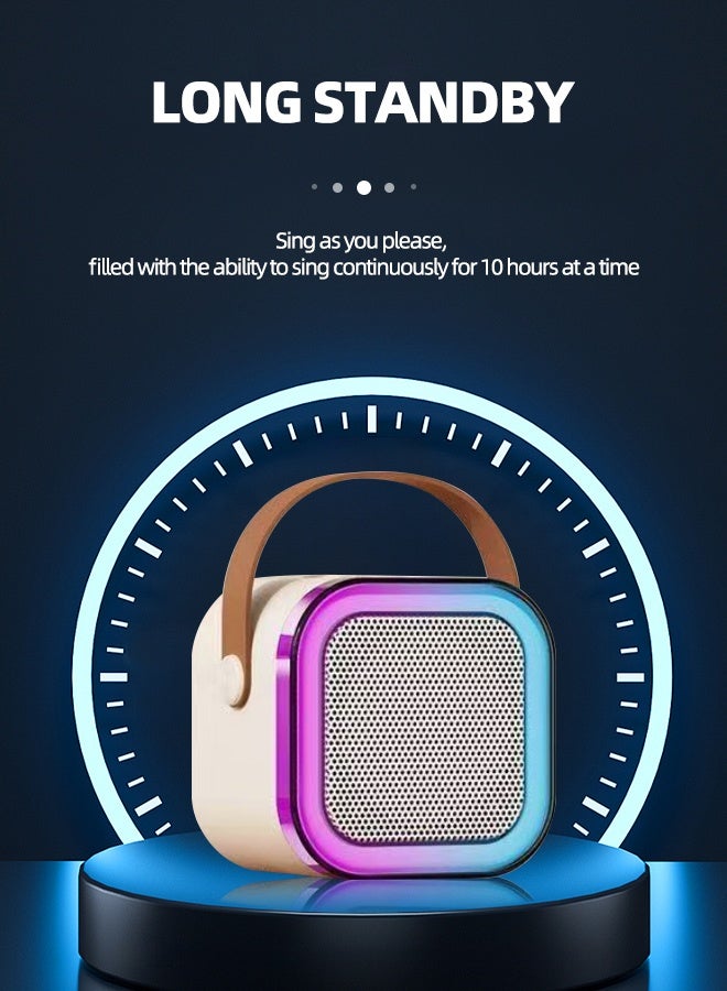 جهاز كاريوكي محمول بتقنية بلوتوث مع ميكروفون لاسلكي، وسماعة كاريوكي صغيرة بخمسة أوضاع إضاءة RGB، ومُغير صوت، وتقنية بلوتوث 5.3، مناسب للأطفال والكبار، للحفلات المنزلية، والسفر، والتوصيل بالتلفزيون. - Image 4