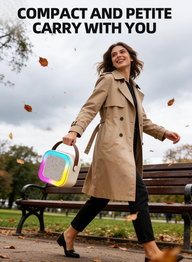 جهاز كاريوكي محمول بتقنية بلوتوث مع ميكروفون لاسلكي، وسماعة كاريوكي صغيرة بخمسة أوضاع إضاءة RGB، ومُغير صوت، وتقنية بلوتوث 5.3، مناسب للأطفال والكبار، للحفلات المنزلية، والسفر، والتوصيل بالتلفزيون. - Image 3