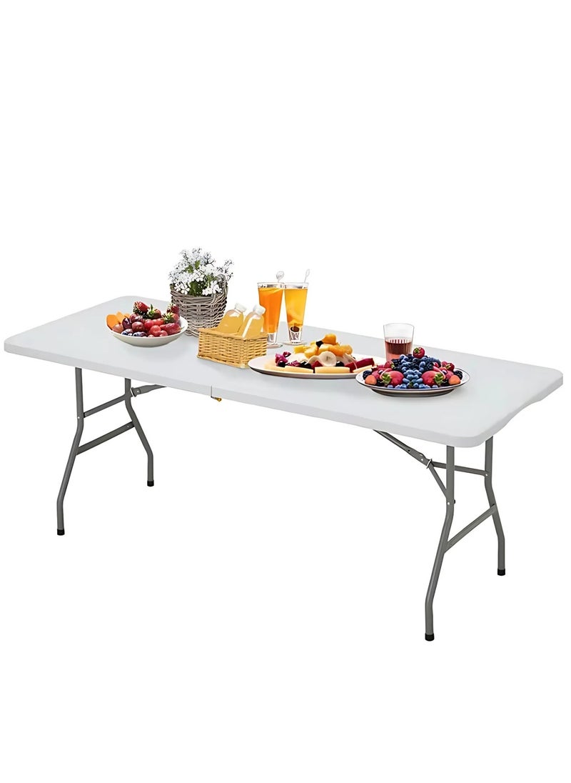 VIO - Folding Utility Table 180 CM Fold In Half Portable 6 Feet Ramadan Barbecue BBQ Party Dining Events Catering Outdoor Garden Patio Camping Picnic Indoor Outdoor Table with Folding Legs - Image 1