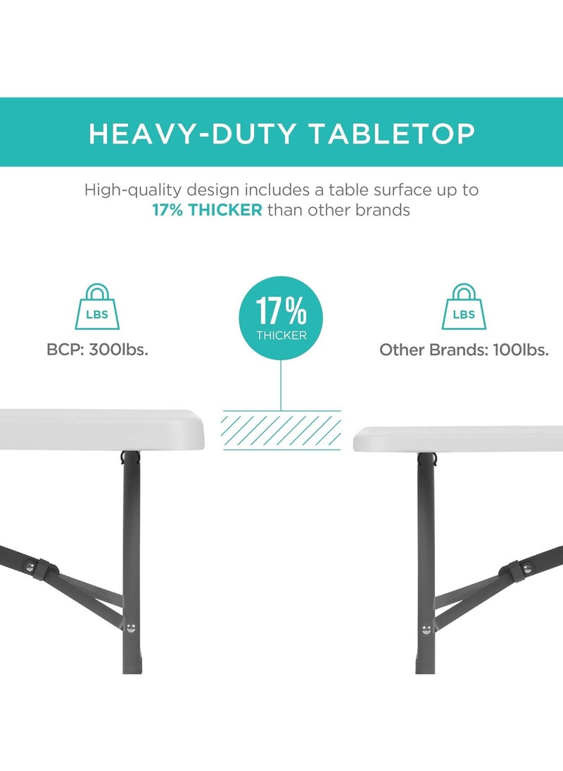 VIO - Folding Utility Table 180 CM Fold In Half Portable 6 Feet Ramadan Barbecue BBQ Party Dining Events Catering Outdoor Garden Patio Camping Picnic Indoor Outdoor Table with Folding Legs - Image 1