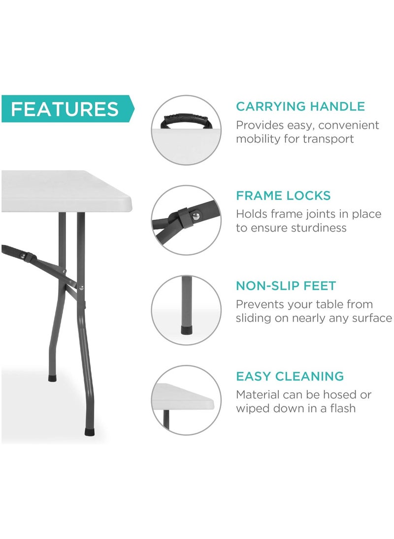 VIO - Folding Utility Table 180 CM Fold In Half Portable 6 Feet Ramadan Barbecue BBQ Party Dining Events Catering Outdoor Garden Patio Camping Picnic Indoor Outdoor Table with Folding Legs - Image 1