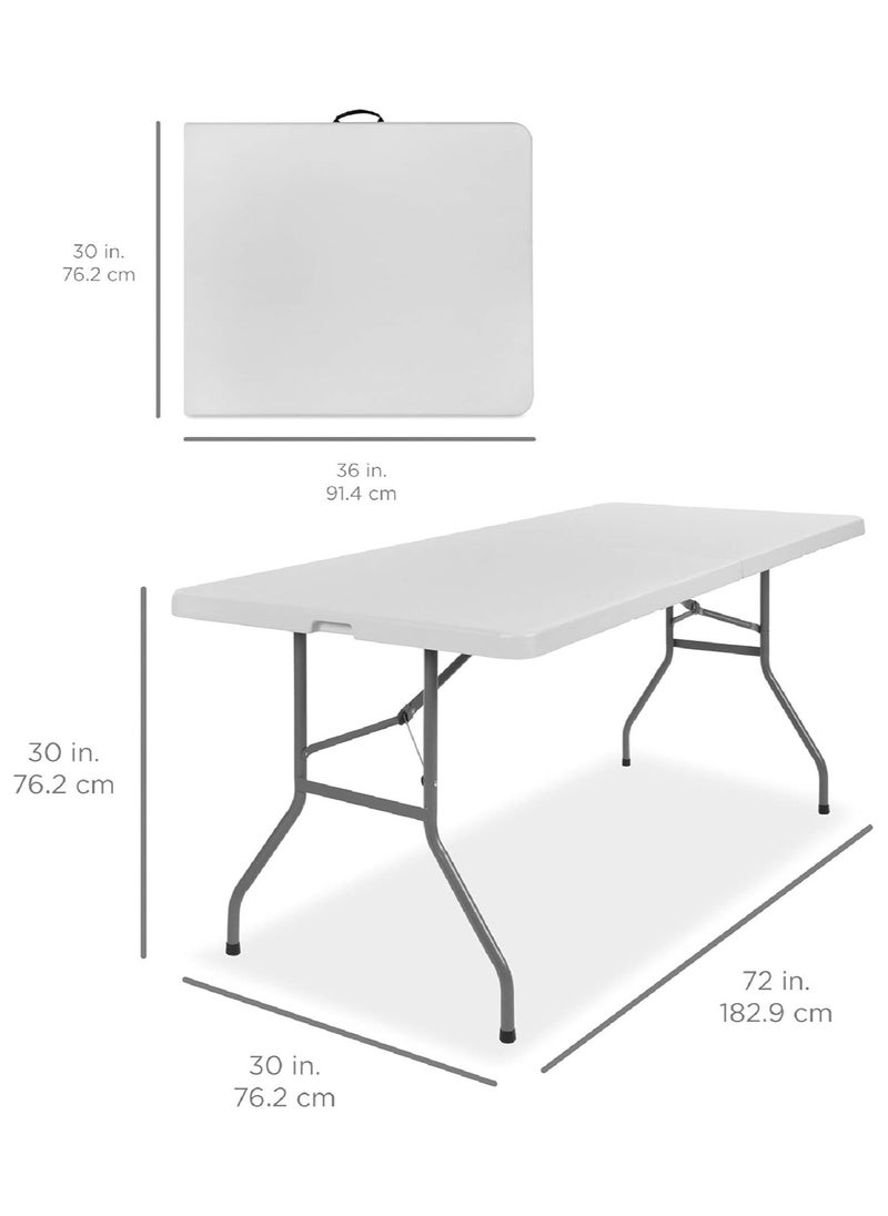 VIO - Folding Utility Table 180 CM Fold In Half Portable 6 Feet Ramadan Barbecue BBQ Party Dining Events Catering Outdoor Garden Patio Camping Picnic Indoor Outdoor Table with Folding Legs - Image 1