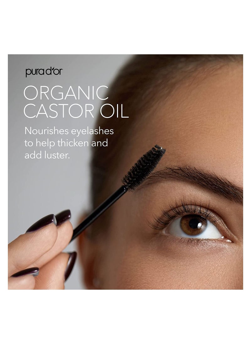 Pura d'or - PURA D'OR Organic Castor Oil (4oz + 2 BONUS Pre-Filled Eyelash & Eyebrow Brushes) 100% Pure, Cold Pressed, Hexane Free Growth Serum For Fuller, Thicker Lashes & Brows, Moisturizes & Cleanses Skin - Image 1