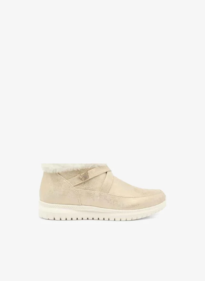 Girls Plush Detail High Cut Boots with Zip Closure