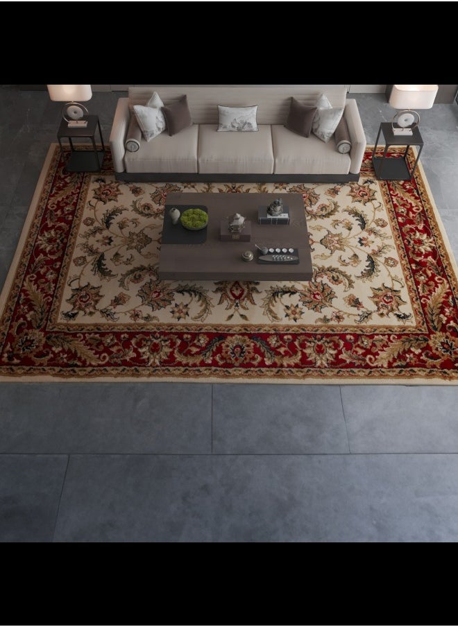 LOFT - Bristol, Sofa Rug, Modern Living Room Rug, Soft Floor Mats, Rug Cushions, Non-Slip Sofa Rug, Washable Living Room Rug, Size 120*170cm,Beige/Red-112-CG1-W - Image 1