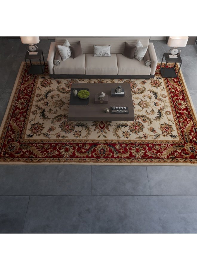 LOFT - Bristol, Sofa Rug, Modern Living Room Rug, Soft Floor Mats, Rug Cushions, Non-Slip Sofa Rug, Washable Living Room Rug, Size 120*170cm,Beige/Red-112-CG1-W - Image 1