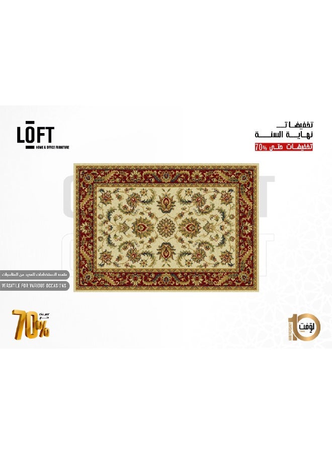 LOFT - Bristol, Sofa Rug, Modern Living Room Rug, Soft Floor Mats, Rug Cushions, Non-Slip Sofa Rug, Washable Living Room Rug, Size 120*170cm,Beige/Red-112-CG1-W - Image 1