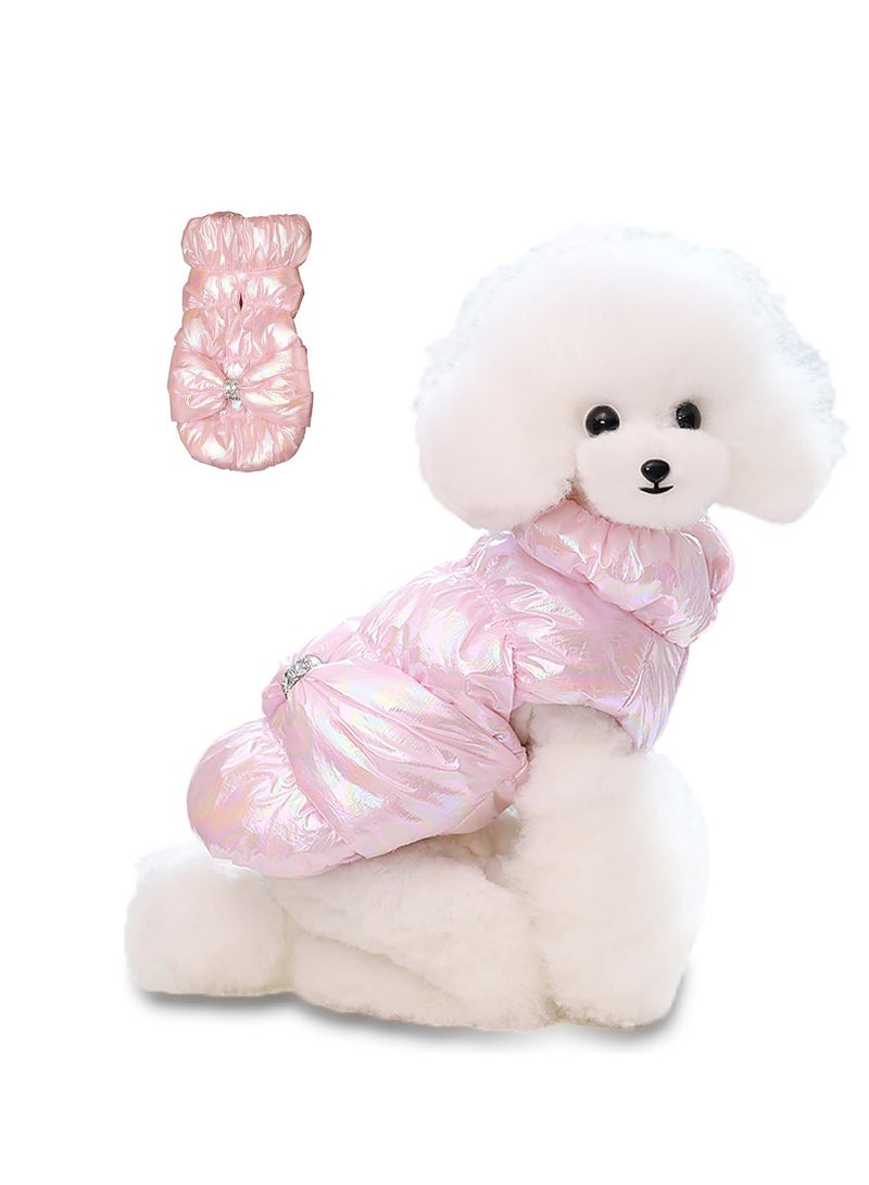 SYOSI Dog Coat, Warm Dog Winter Coat, Pink Dog Clothes, Winter Dog Coats for Small Dogs, Windproof Padded Cold Weather Outfits, Dog Cold Weather Coats, for Small Medium Dogs Cats (M/2.5kg-3.5kg)  - Image 1