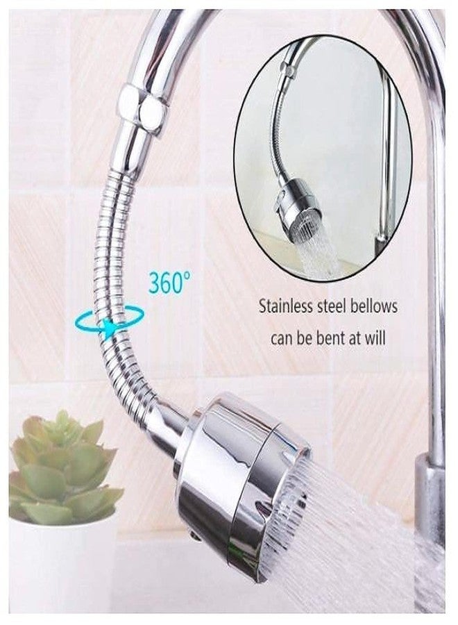 MISSMIN Sink Faucet Sprayer Attachment 360 Rotatable Kitchen Tap Extender Head Replacement Anti-Splash Faucet Nozzle Head with Hose and Universal Connector, 2 Mode (Silver) (Tap Extender, pack of 1) - Image 2