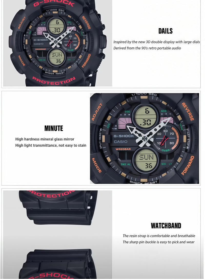 CASIO Casio CASIO Sport Men's Watch G-SHOCK Trend Dual Display Men's Shockproof Watch Men's GA-140-1A4 - Image 4