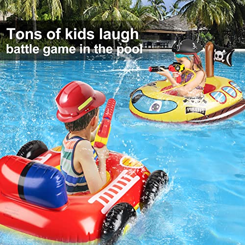 10Leccion 2 Pack Inflatable Kids Pool Floats with Water Gun, Pool Toys for Kids Ages 4-8, Blow Up Toddler Pool Floats, Swimming Pool Game Toys, Fire Truck and Pirate Ship Floaties for Boys Girls and Child - Image 5