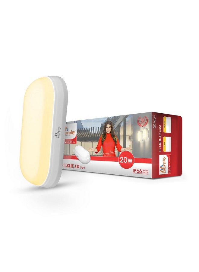 MURPHY Murphy 20W LED Oval Shape Bulkhead Wall Lamp | IP66 Waterproof Outdoor Light for Gardens, Porches & Bathrooms | Warm White, Pack of 1 | 2-Year Warranty  - Image 1