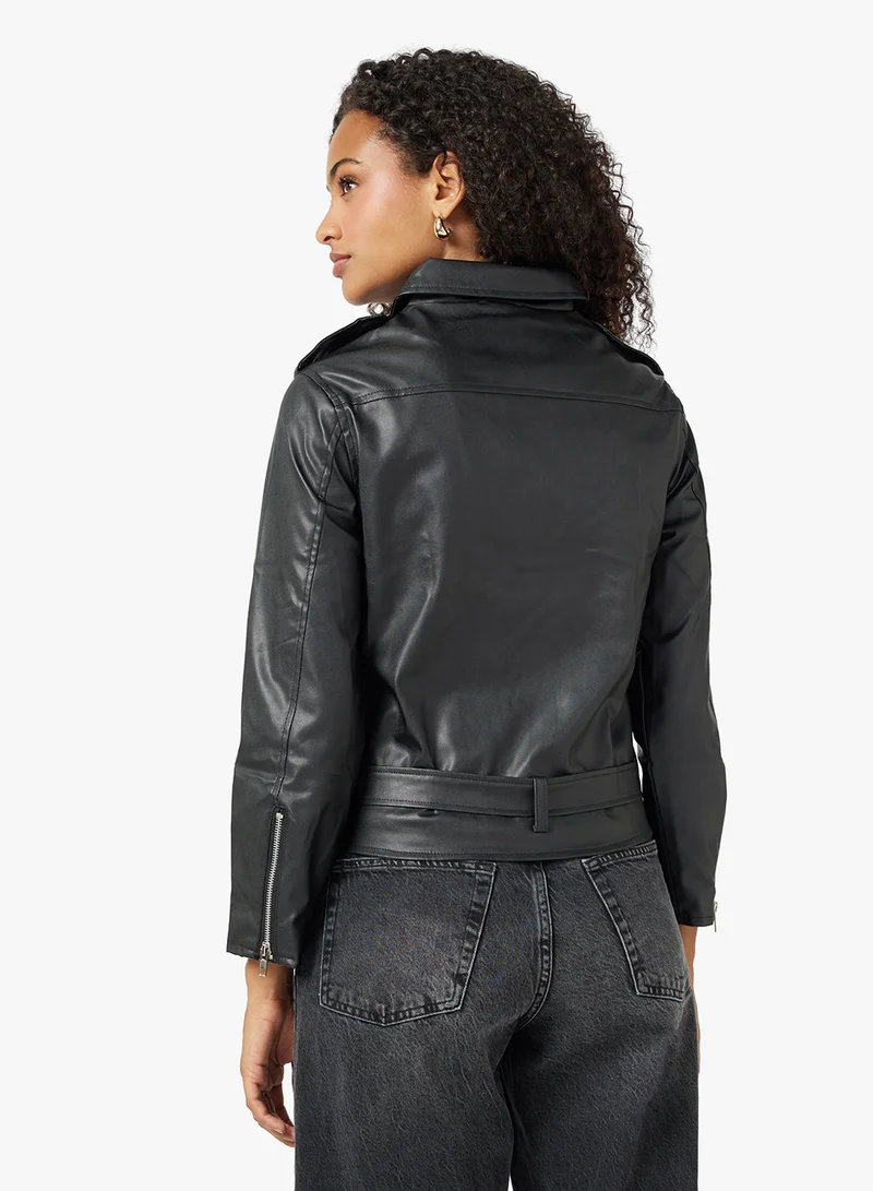 Ginger Oversize PU Leather Biker Jacket