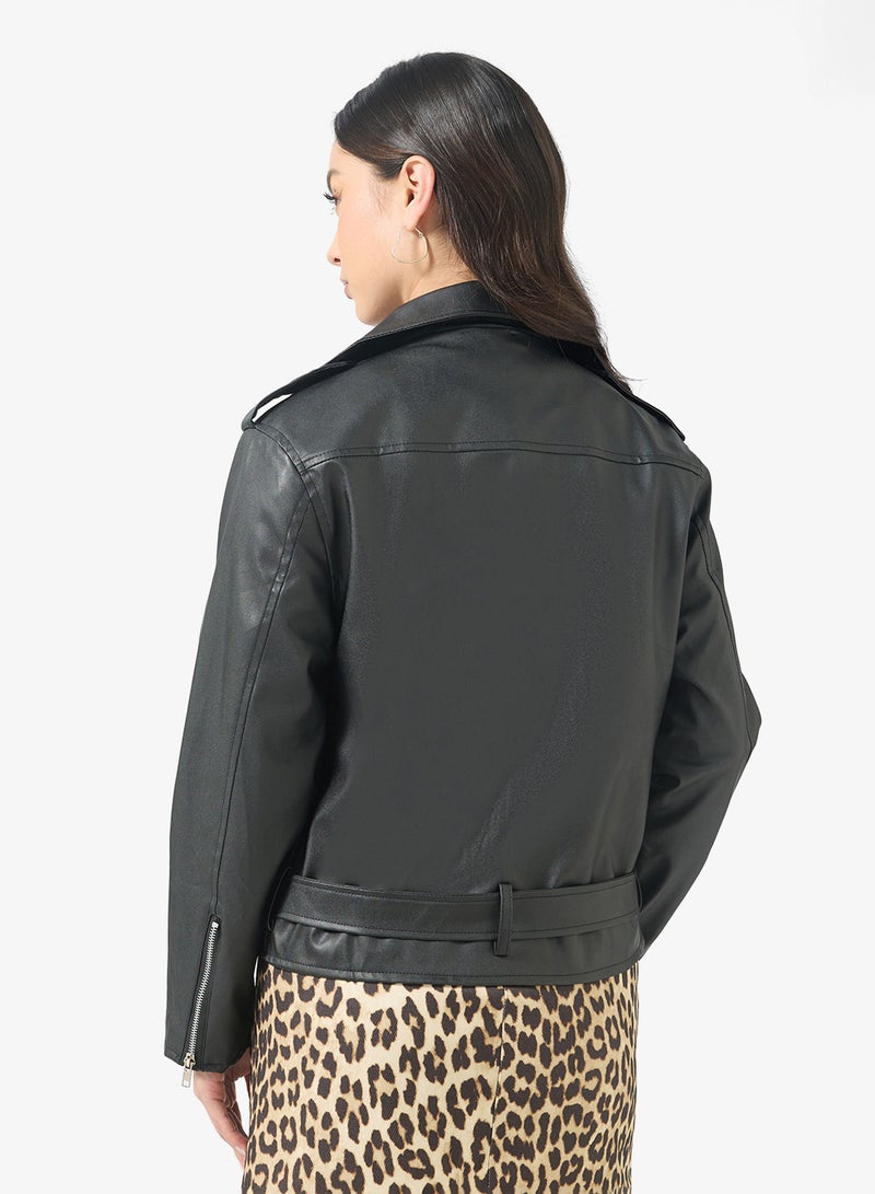 Ginger Oversize PU Leather Biker Jacket - Image 2