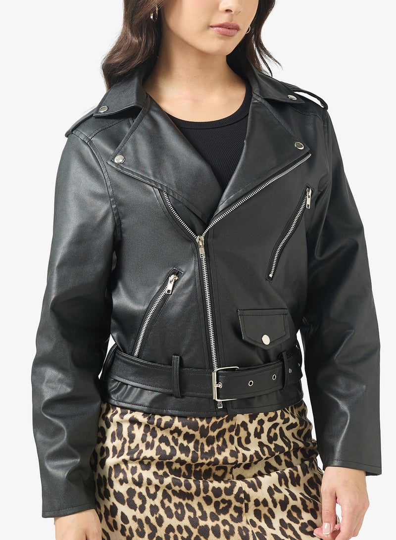 Ginger Oversize PU Leather Biker Jacket - Image 3