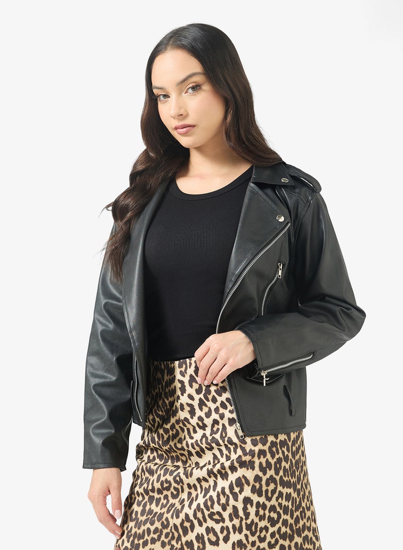 Ginger Oversize PU Leather Biker Jacket - Image 1