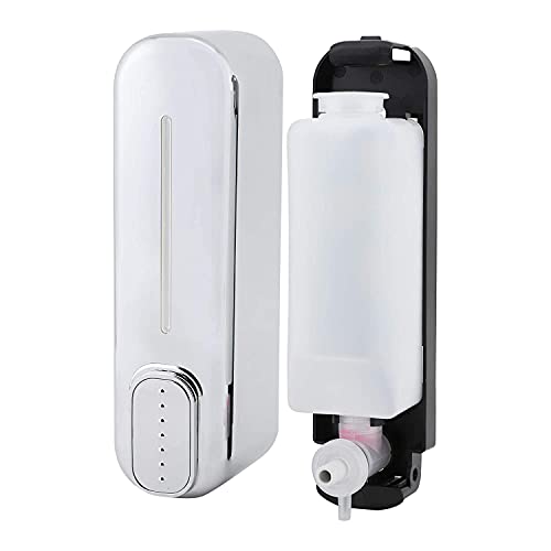 BATH GURU Abs Wall Mounted Shampoo Sanitizer Lotion Hand Dish Wash Gel Liquid Soap Dispenser for Bathroom Kitchen Pack of 2 (350 Ml, Black & Chrome) - Image 4