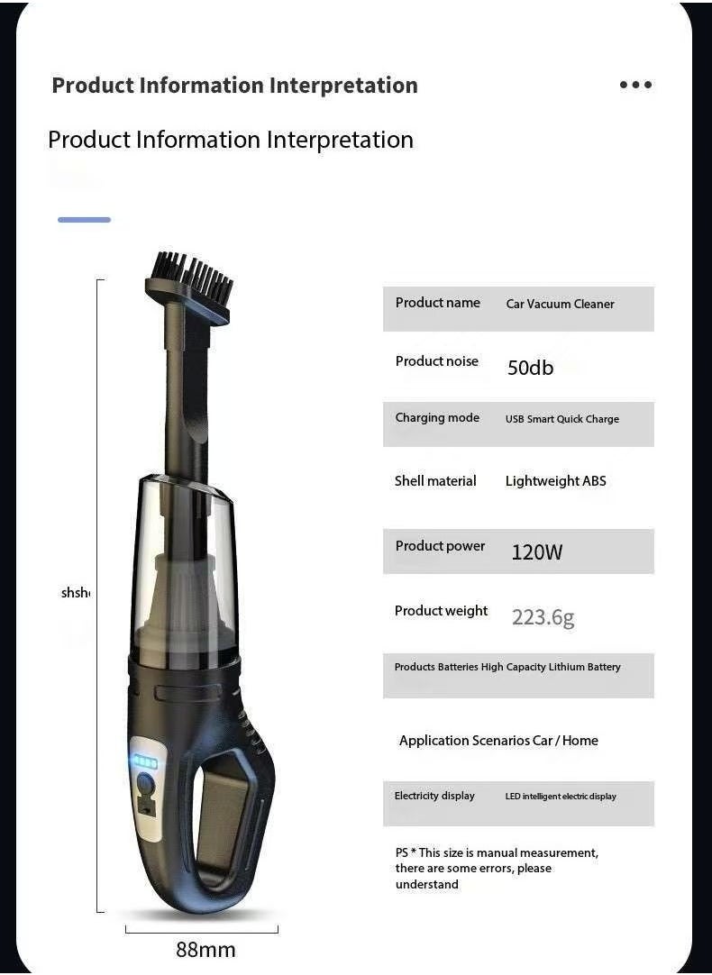 Generic - cleaner with high suction power, wireless charging, suitable for household use, small handheld, high-power - Image 1