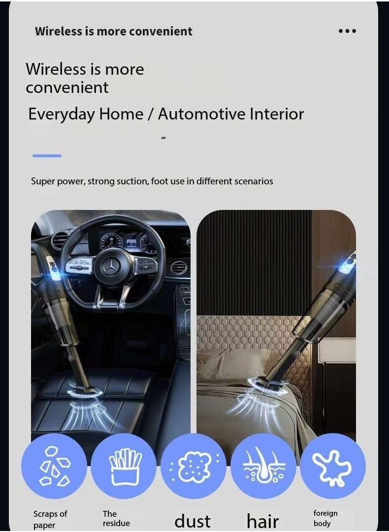 Generic - cleaner with high suction power, wireless charging, suitable for household use, small handheld, high-power - Image 1
