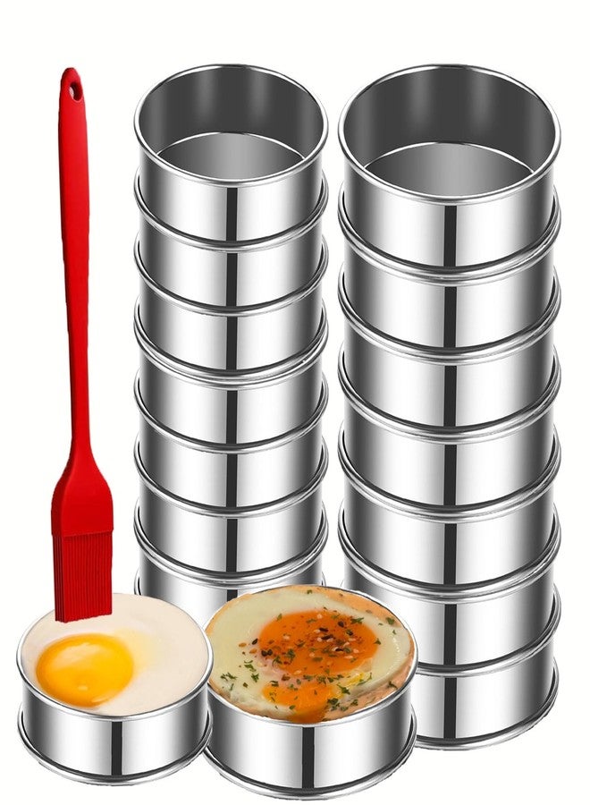 DATANYA 16Packs English Muffin Rings Crumpet Rings Stainless Steel Double Rolled Tart Rings 4 inch&3.15 inch, Round Metal Cooking Pastry Ring Molds for cookies, pancakes, poached egg - Image 1