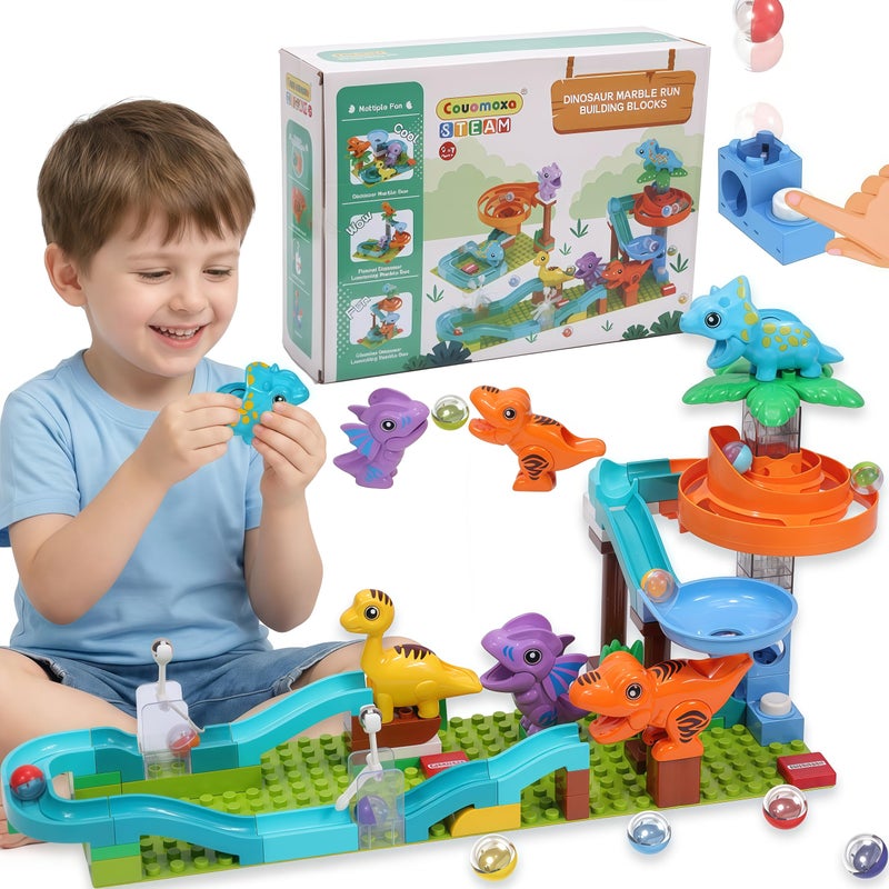 COUOMOXA Dinosaur Marble Run Building for Kids 3 4 5 6 7 8 Years Old Dinosaur Building Blocks Set Compatible with Major Brands STEM Toy for Preschool Home for Boys Girls - Image 3