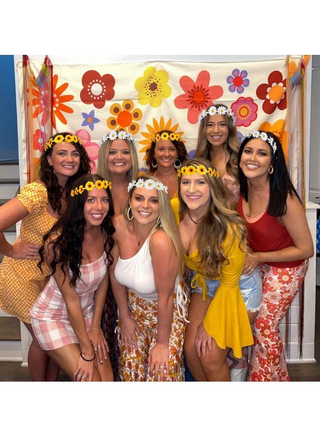 WOVOWOVO 2 Packs Daisy Flower Crown Headbands For Women Baby Girl, Sunflower Hippie Hair Accessories Fall Floral Crowns Hair Bands Handmade Bridal Headpiece Photo Props Party Vacation (White) - Image 4