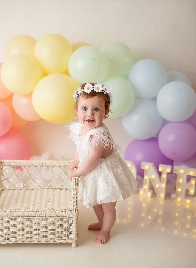 WOVOWOVO 2 Packs Daisy Flower Crown Headbands For Women Baby Girl, Sunflower Hippie Hair Accessories Fall Floral Crowns Hair Bands Handmade Bridal Headpiece Photo Props Party Vacation (White) - Image 2