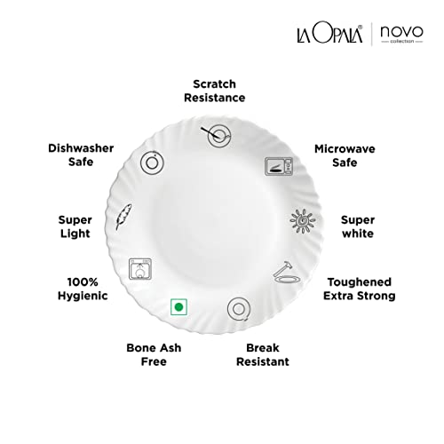 La Opala Novo Collection Opal Glass Crockery | Full Plate Set of 6 | English Lavender Design | Plates for Dining & Gifting | Microwave Safe | 100% Vegetarian | Extra Strong | Super Light & White - Image 3