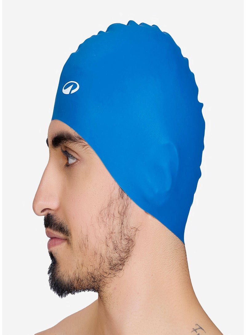 NABAIJI NABAIJI by DECATHLON, Silicone Swim Cap Soft & Stretchable Dark Blue  - Image 2