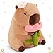 Achwishap Capybara PlushCute Plushies Capybara Stuffed AnimalsCapybara Plush ToysKawaii Plushie Stuffed Toy with Flower Plushies Gifts for Kids Adults Birthday PlushiesBrown 12 - Image 3