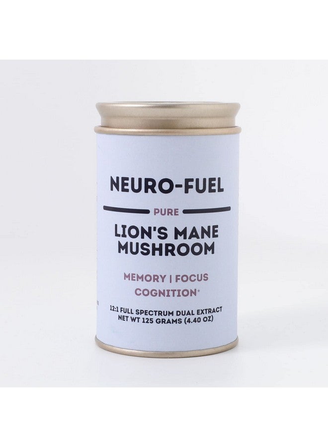 Neuro Fuel - Memory, Focus, Cognition. 12x Concentrated High Strength Pure Organic Lion's Mane, 12:1 Dual Extract, 100% Fruiting Bodies - 125 Grams - 4.41 Oz - Image 1