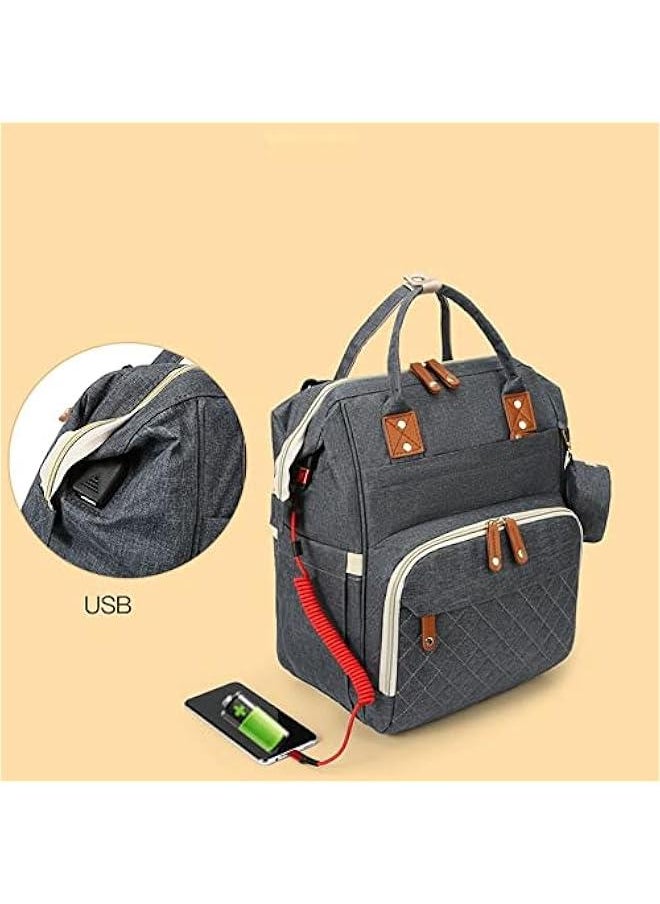 Baby Diaper Backpack Mommy Bags with USB Port Multiple Storage Spaces