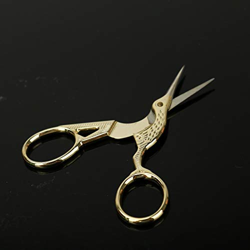AQUEENLY Embroidery Scissors, Stainless Steel Sharp Stork Scissors for Sewing Crafting, Art Work, Threading, Needlework - DIY Tools Dressmaker Small Shears - 2 Pcs (3.6 Inches, Gold) - Image 4