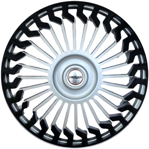 Prigan 14 Inch Silver Black Wheel Cover for All 14 Inch Cars (Available in 14, 15,16 Inch) (Set of 4 Pcs) (Press Fitting) Model- Hunter-DC-14 - Image 1