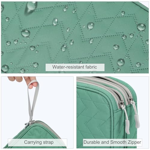 FYY Electronic Organizer, Large Travel Cable Organizer Bag Pouch Electronic Accessories Carry Case Portable Waterproof Double Layers All-in-One Storage Bag for Cable, Cord, Charger, Pattern Green - Image 4