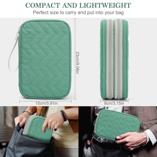 FYY Electronic Organizer, Large Travel Cable Organizer Bag Pouch Electronic Accessories Carry Case Portable Waterproof Double Layers All-in-One Storage Bag for Cable, Cord, Charger, Pattern Green - Image 2