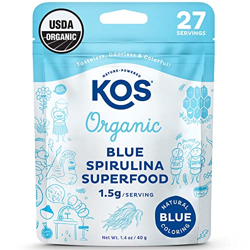 KOS USDA Organic Blue Spirulina Powder, Phycocyanin - Vegan Algae Superfood - Natural Food Coloring for Smoothies & Protein Drinks, Plant Based, Non GMO - 27 Servings - Image 2