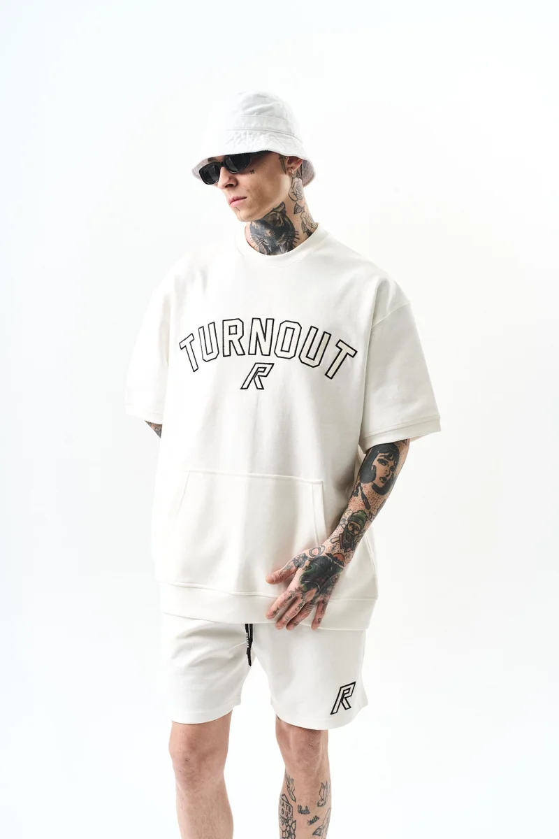 ريسباير طقم شورتات واسعة مطرزة بالقطن المضلع