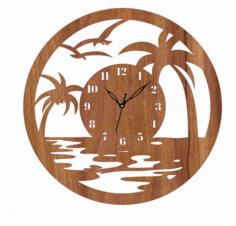 ADK MDF Wooden Designer and Stylish Trendy Shape Fancy Big Size Antique Ticking Movement Wall Clock 30 cm Brown 16 - Image 1