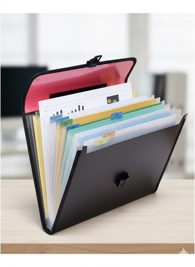 Shining Zon 13 Pockets Expanding File Folder, for Document A4/ Fs/Legal Paper Size File Organizer with Handle Multicolor (Pack of 1) - Image 4