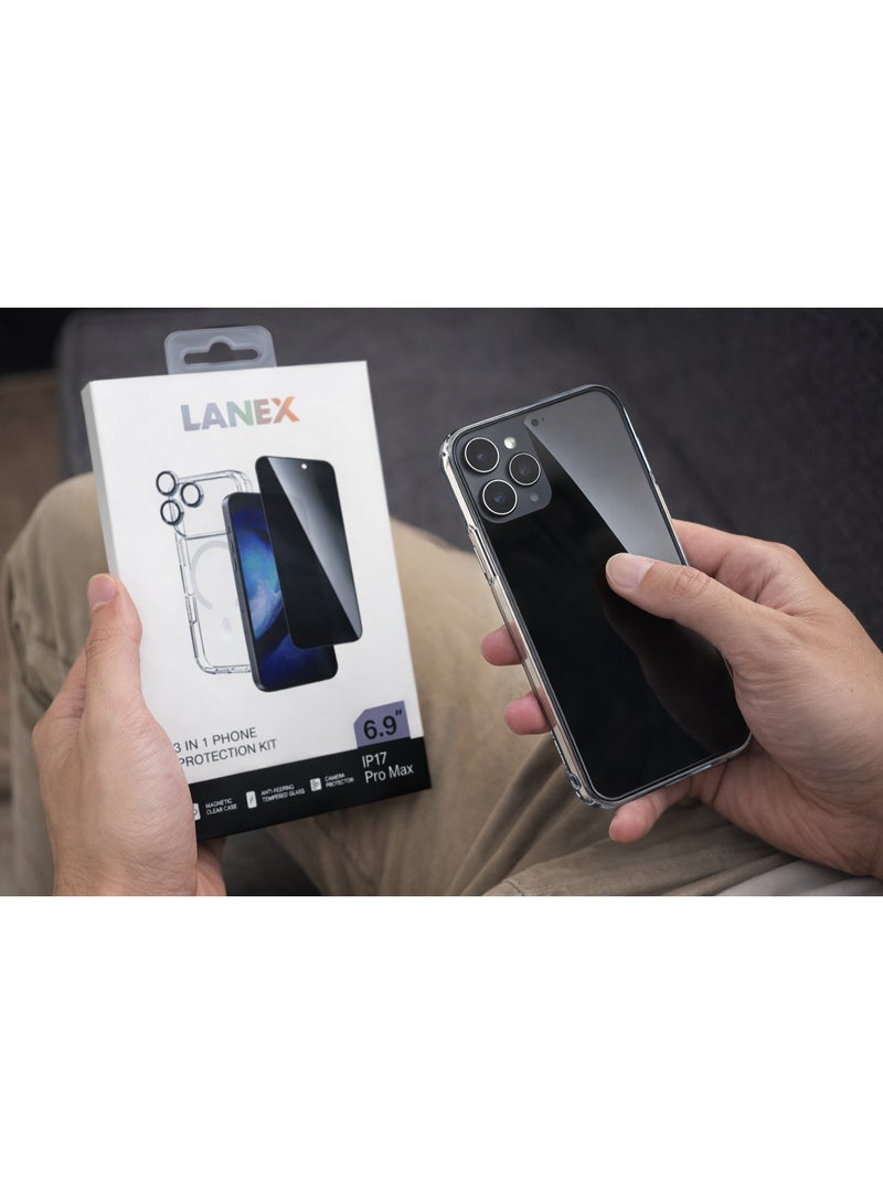 لانيكس باكدج حماية متكامل 3 في 1 متوافق مع هاتف 17 برو ماكس (6.9 بوصة) من لانكس - جراب شفاف مغناطيسي + سكرين خصوصية (برايفسي) + واقي عدسات - Image 5