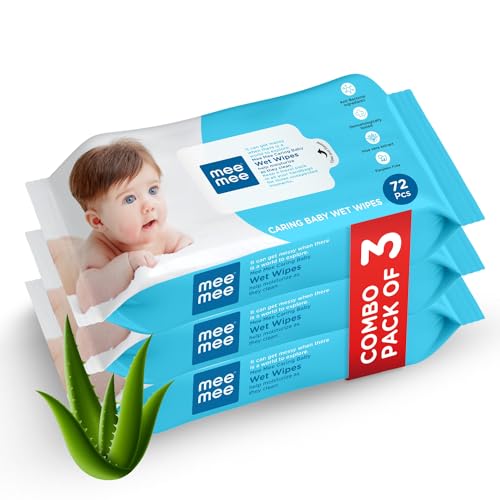 Mee Mee Baby Gentle Wet Wipes with Aloe Vera Extracts, 72 Wipes per Pack, Pack of 3, Soft & Gentle Cleansing for Babies - Image 1