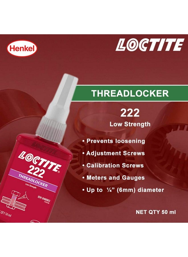 لوكتيت مادة لاصقة أصلية من نوع لوك تايت 222 لتثبيت الخيوط من شركة هنكل - قوة منخفضة - سهولة التفكيك - مناسبة لجميع التركيبات المعدنية الملولبة - غراء 50 مل - Image 2